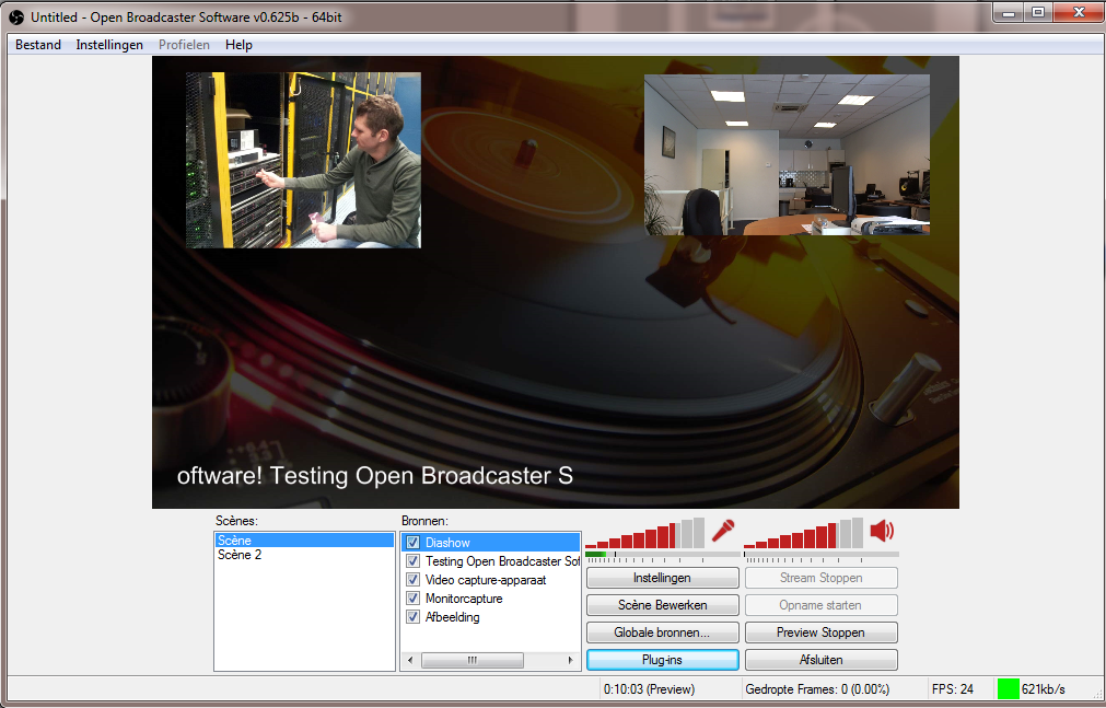 Radio studio camera streamen obs webplayer