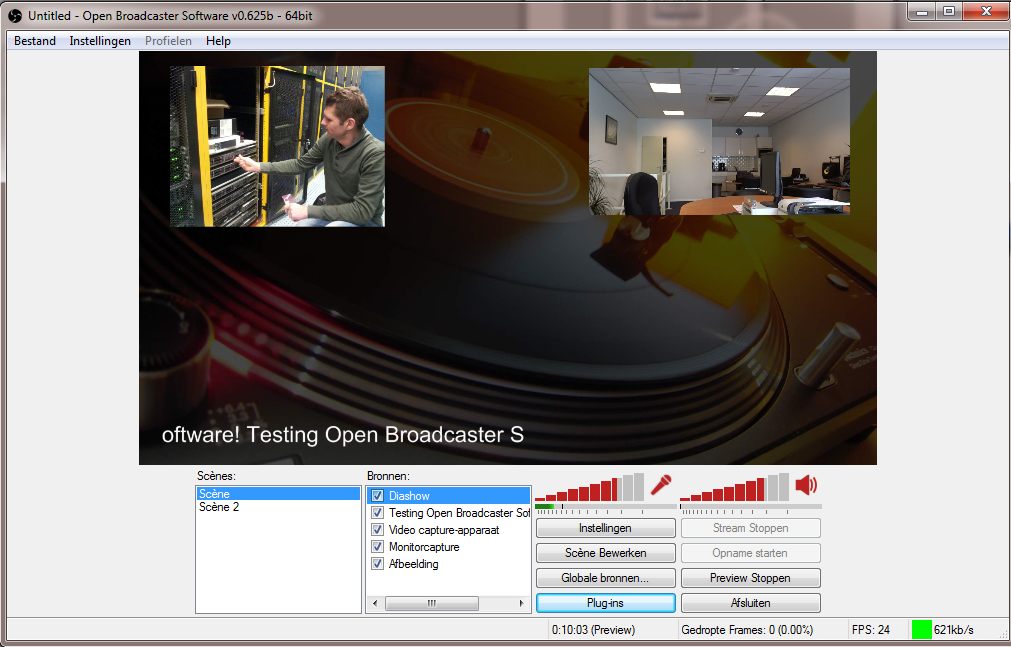 Radio studio camera streamen obs webplayer
